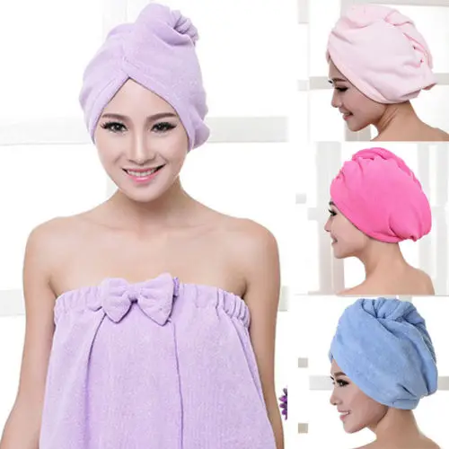 Quicky Dry Magic Microfiber Hair Quick Drying Dryer Towel Bath Wrap Hat Fast Shower Cap Turban | Дом и сад