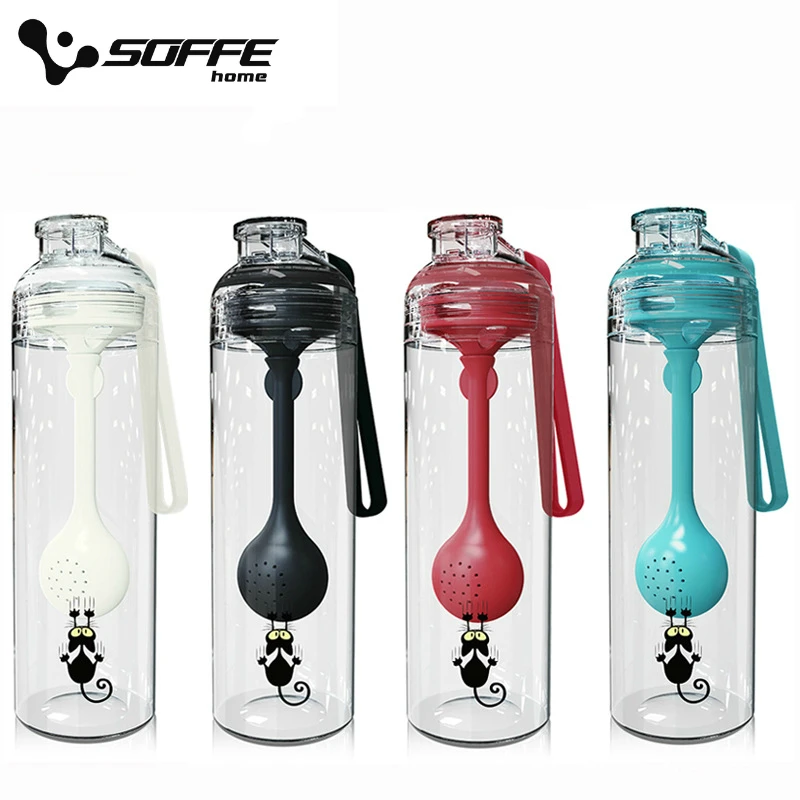 Soffe 500 мл пластиковая Спортивная бутылка для воды без бисфенола с крышкой Ложка для заварки чая бутылка для воды Кемпинг Туризм переносной шейкер бутылки