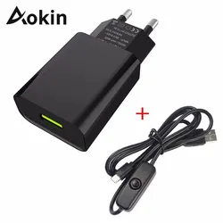 Alimentation électrique pour Raspberry Pi 3, 5v, 2,5 a, avec interrupteur, câble Micro Usb, adaptateur secteur ue, modèle B/b + Plus 