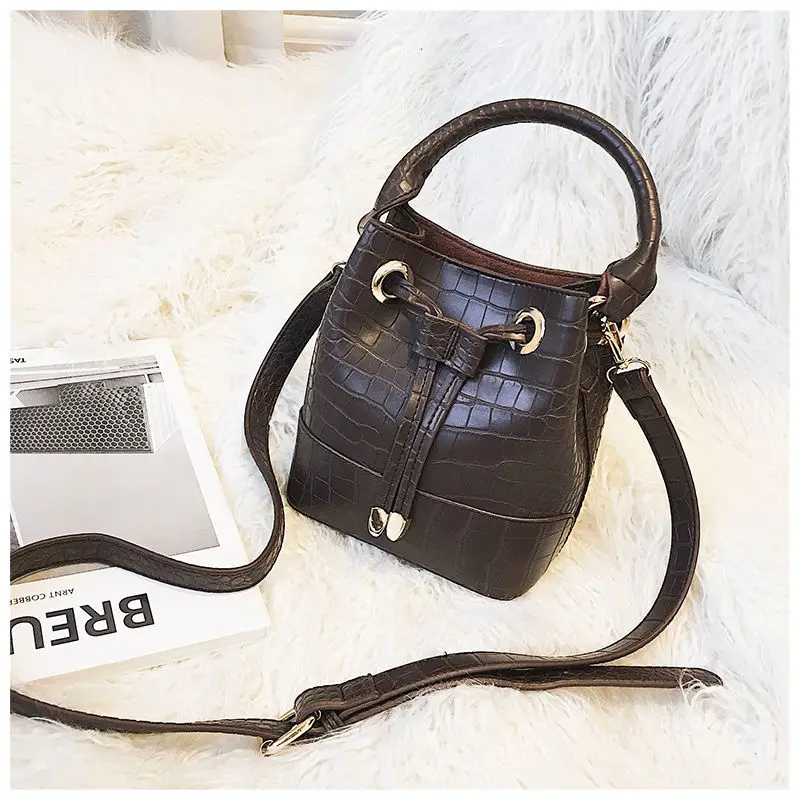 

Large Capacity Alligator Bucket Bags Women Crocodile Pattern Handbag Casual Crocodile Shoulder Messenger Bags Ladies PU Purse