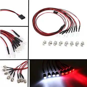 

8PCS LED Light Kit RC Drift Car Headlight Taillight for 1/10 RC Car Truck Crawler 4 White + 4 Red Leds HPI Lamp
