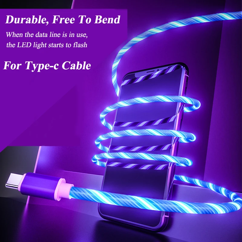 

LED Lighting USB Type C Cable For USB C Mobile Phone Cable Fast Charging Type C Cables Charger Wire For Samsung S8 S9 Data Cable