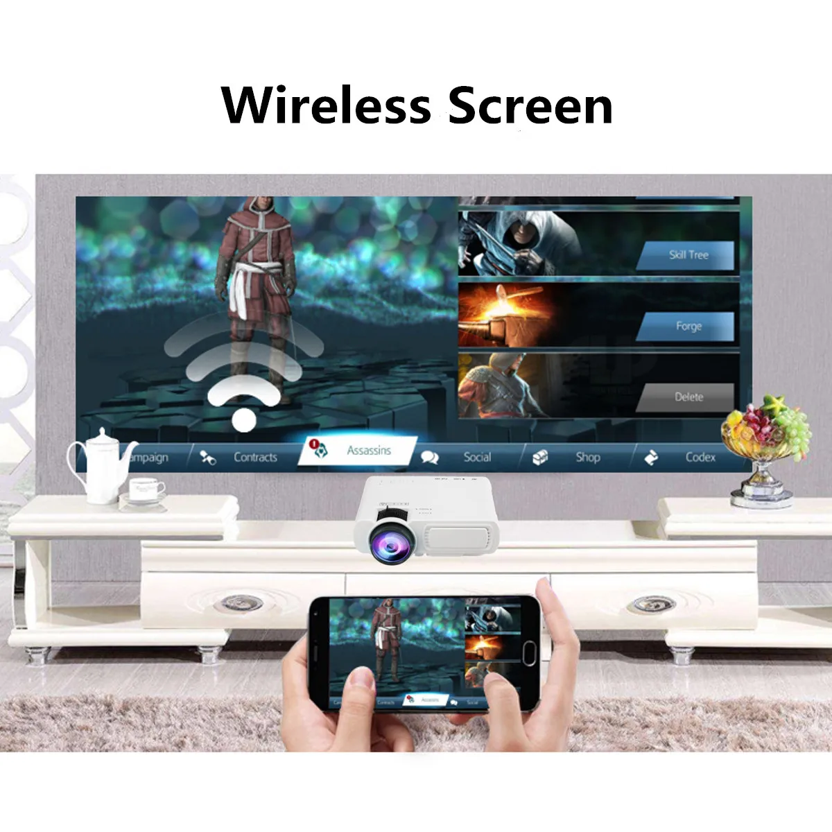 Mini Projector 7000 Lumens 1080P FHD Wifi bluetooth Home Theater Android 6.0 X5 Audio Speaker Home Theater Cinema