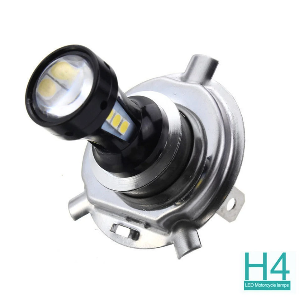 ACAMPTAR 2 Pcs H4 Motocicleta 3030 Led Bombilla de Faro de Haz Alto y Bajo 6500K 12-24V Motocicleta El/éctrico Faros 800Lm H4 6500K