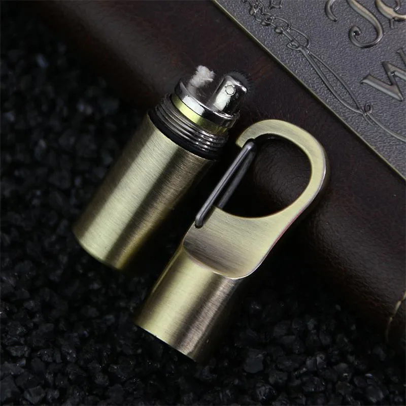 

Mini Kerosene Lighter Capsule Gasoline Lighter Key Chain Petrol Lighter Inflated Grinding Wheel Lighter Outdoor Tools EDC
