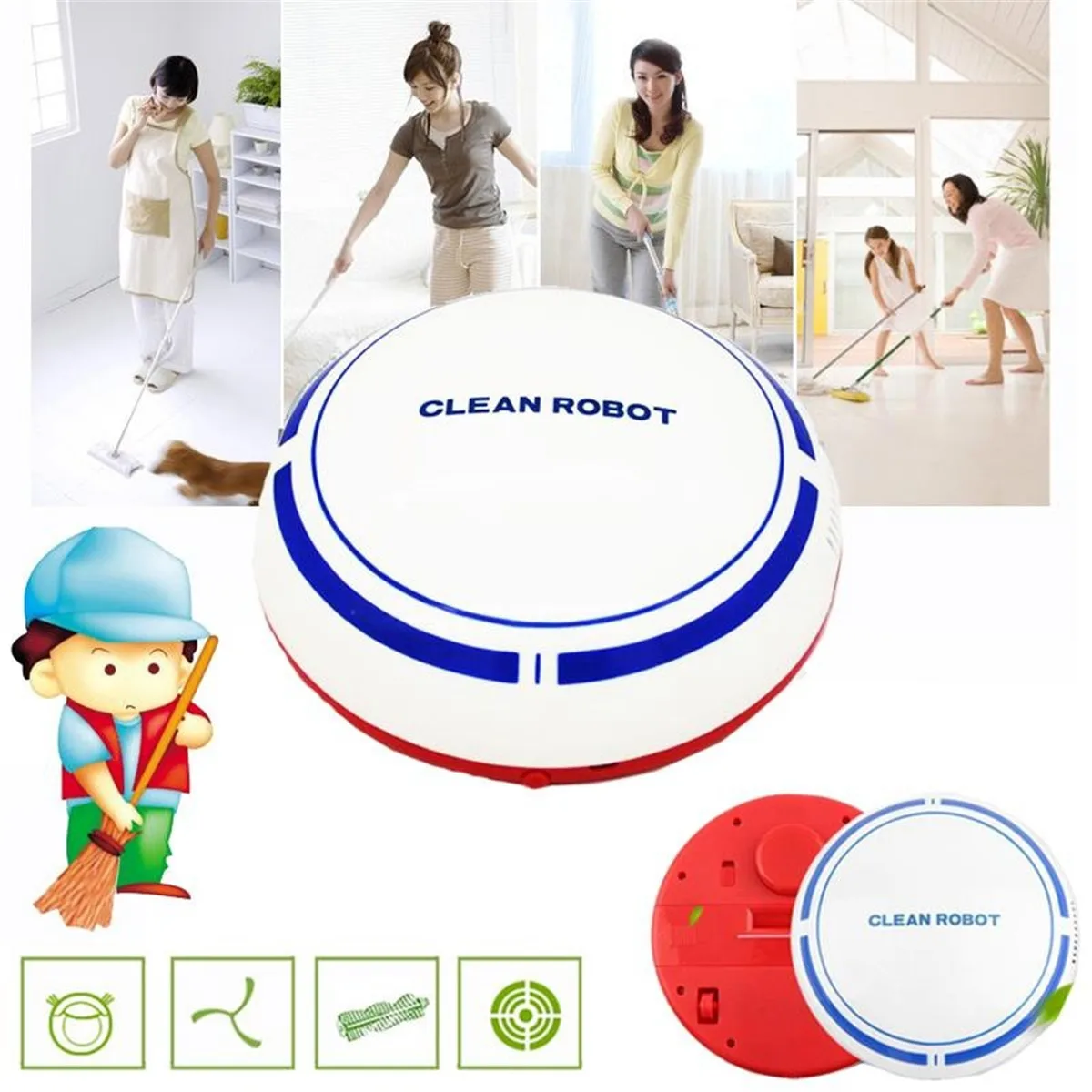 

Rechargeable Auto Cleaning Robot Intelligent Sweeping Robot Floor Hair Dust Automatic Cleaner For Home Electric Vacuum Cleaners