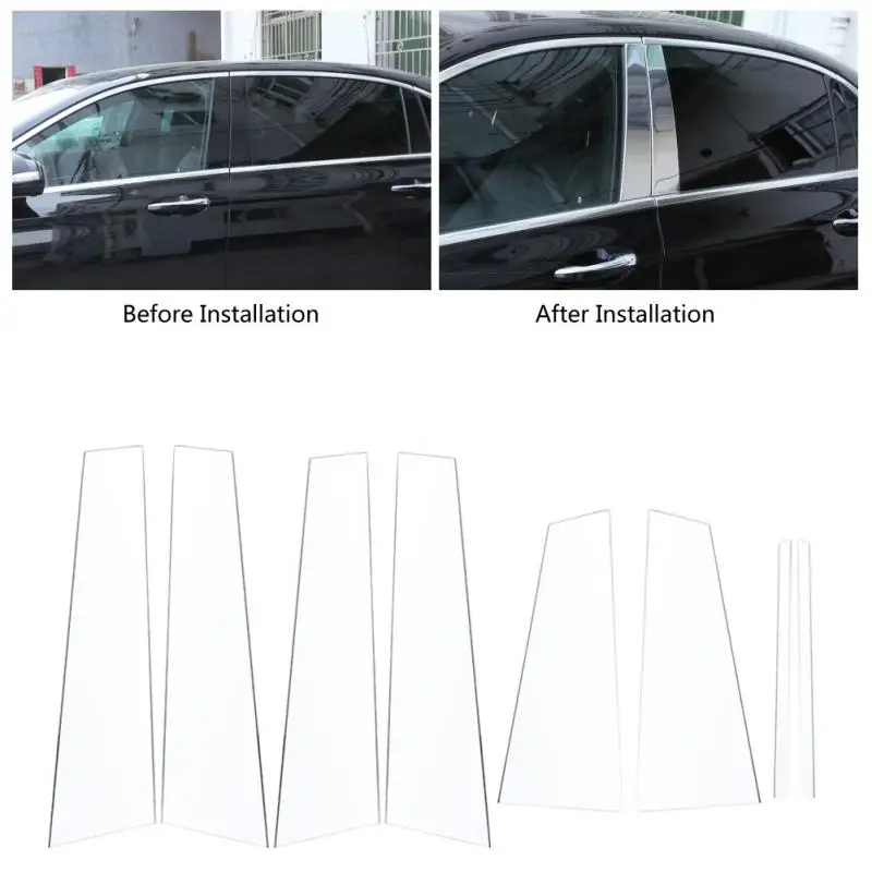 

8Pcs Polished Aluminum Window B-Pillars C-Pillars Window Pillar Post Trim Kit Cover Trim for Mercedes Benz W213 2016-2018