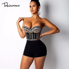 Tobinoone пикантные вечерние комбинезоны Для женщин s комбинезон без бретелек короткий комбинезон Для женщин Sexy Bodycon Комбинезоны для Для женщин