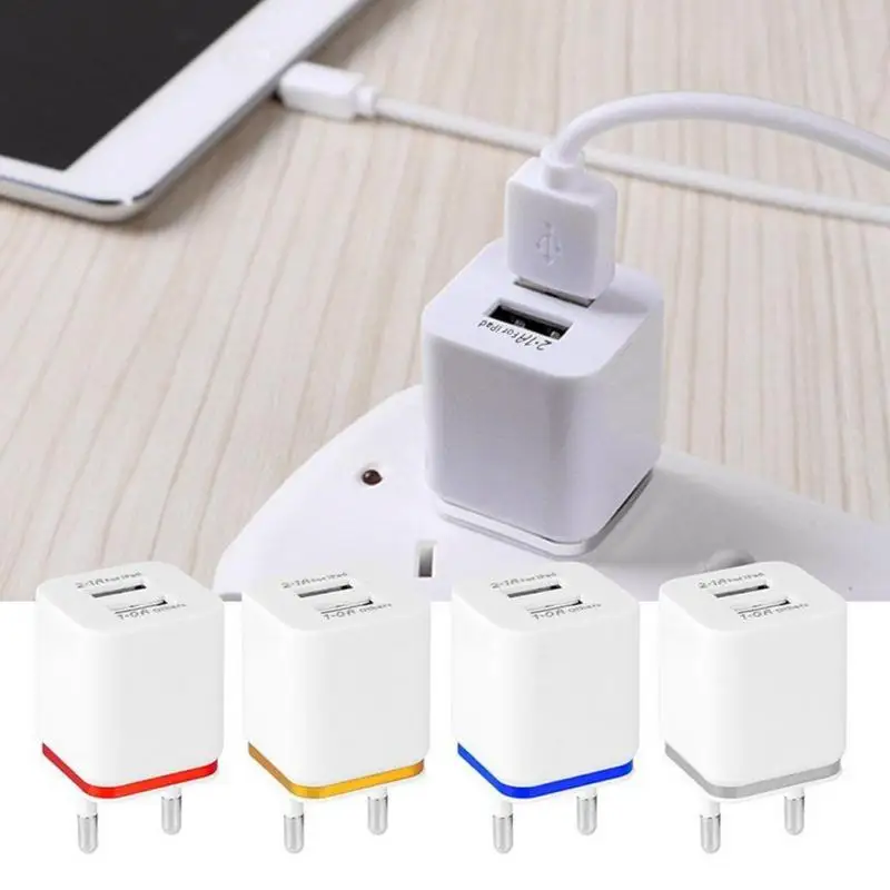 

Universal USB 2 Ports Wall Charger Adapter US/EU Plug 10W 2.1A Quick Charger #22