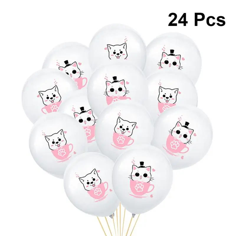 

20Pcs 12 Inch Cute Latex Balloons Teacup Cat And Dog Printing Balloons Birthday Memorable Party Favors Supplies