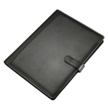 

Leather Folder A4 briefcase Conference Folder Black Storage Bag for Pens Stationery Document