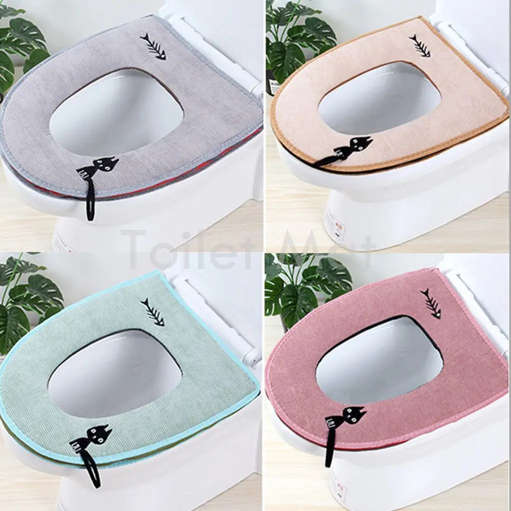 Toilet Seat Cover Pad Cushion Soft Cover Warmer Mat Closestool Washable Bathroom