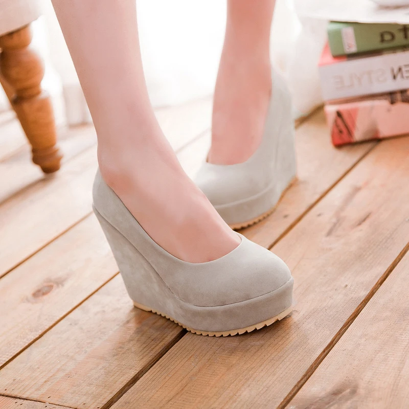 VIGOR FRESHNESS Women Shoes High Heels Pumps Spring Wedges Shoes Autumn Woman Pumps Platform Shoes Lady Sweet Candy Color MY122