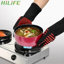 HILIFE 1 пара термостойкие для плиты Mitt Жаростойкие микроволновые барбекю, гриль кулинарные рукавицы духовка перчатки 500 градусов экстремальные перчатки