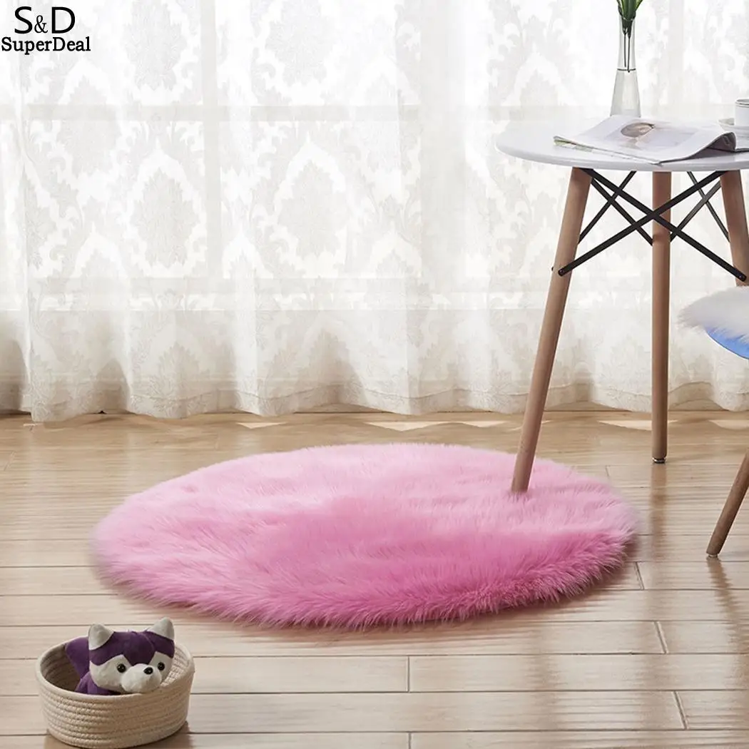 

Plush Carpet Round Anti slip Plush Decoration Carpet Modern are Comfortable multiple Home Warm Keep Fluffy multiple colors