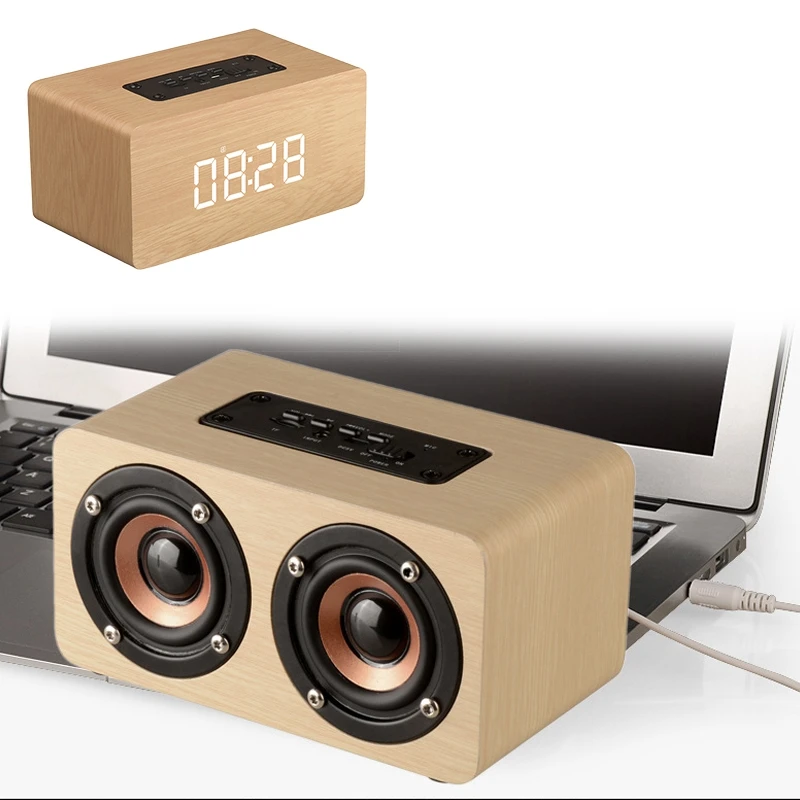 

Portable Wooden Bluetooth Speaker Touch Clock Wireless Bluetooth Speakers Yellow