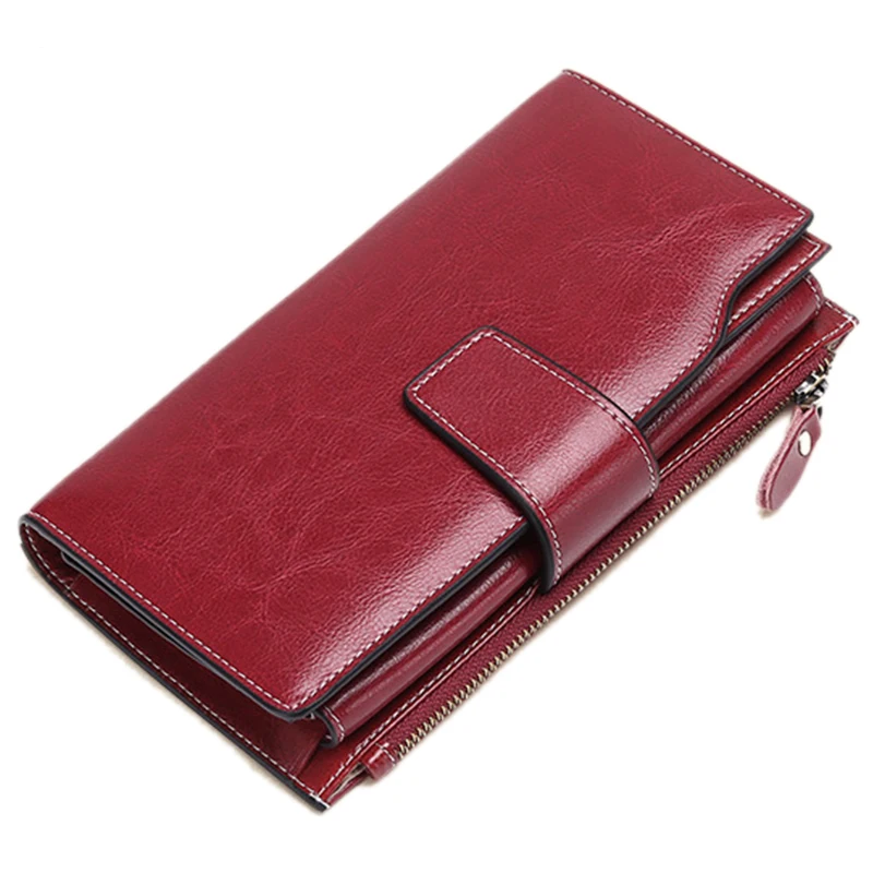 Sendefn Wallet For Women Split Leather Female Wallets Snap Button