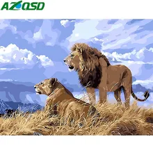 AZQSD картина маслом по номерам Лев Ручная роспись холст изображение животного на стене современные DIY Украшение дома стены искусства K769