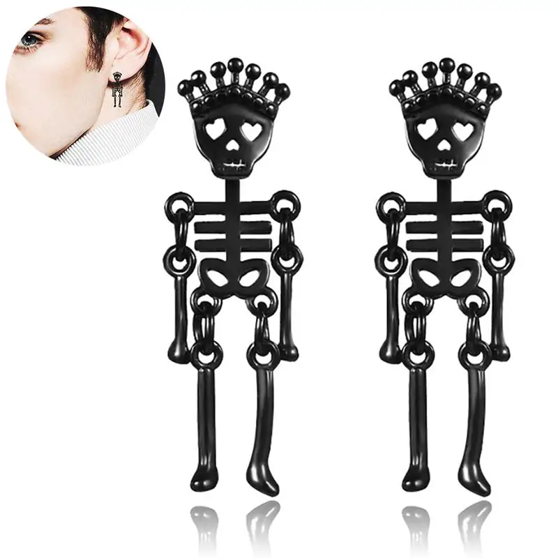 Гипоаллергенные костяные серьги Европейская и американская мода титановые стальные серьги из нержавеющей стали череп голова прилива мужские серьги