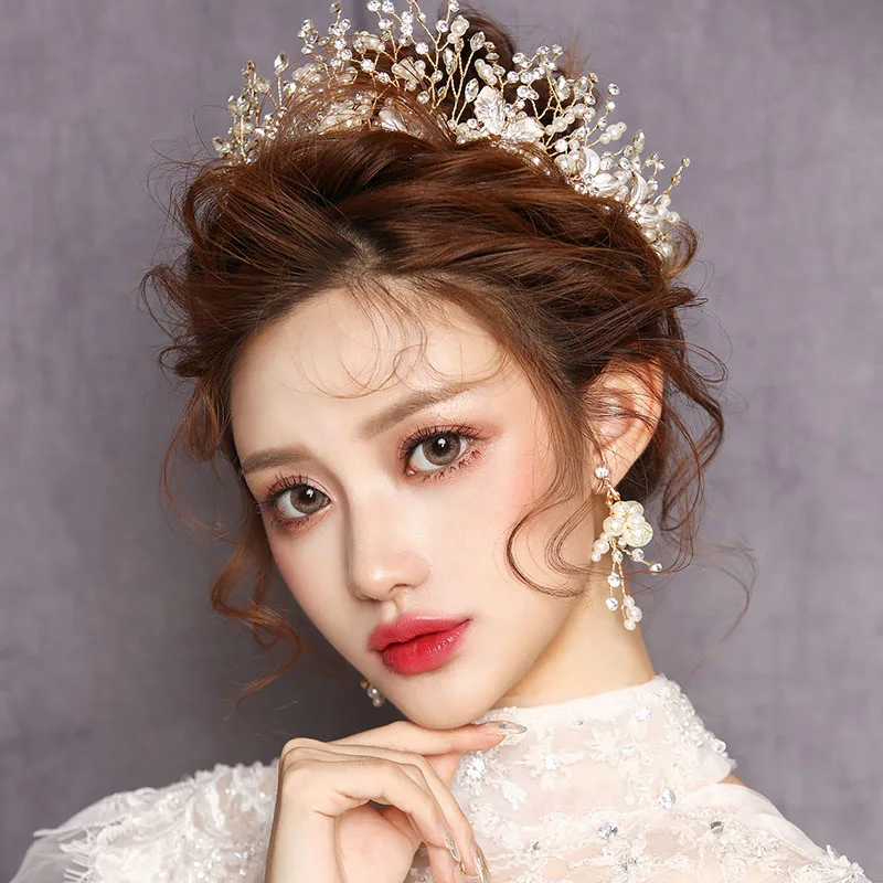 

Baroque Headband Bride Mermaid Princess Gold Crown Diadem Wedding Hair Accessories Bridal Headpiece Head Jewelry Girl Tiara Sets