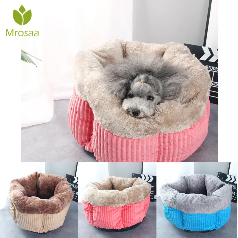 

Warm Fleece Pet Dog Cat Bed for Small Animals Beds House Cushion Winter Soft Kennel Removable Pet Mat Sleeping Bag Nest