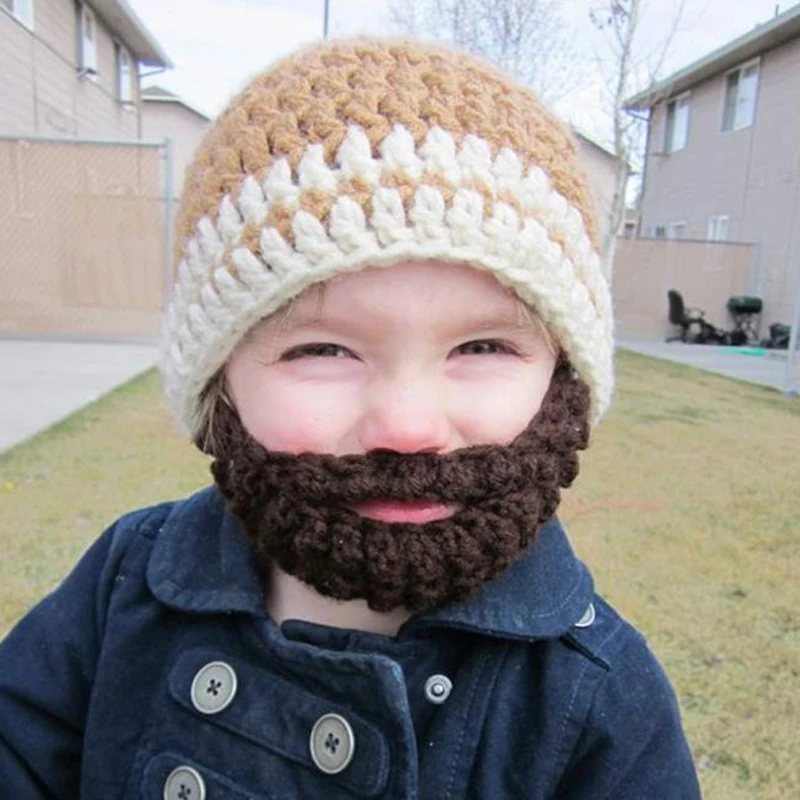 Вязаная Шапочка для мальчиков с бородой, забавная шапка с бородой для маленьких мальчиков, хлопковая шапка ручной работы с бородой, От 0 до 6 лет