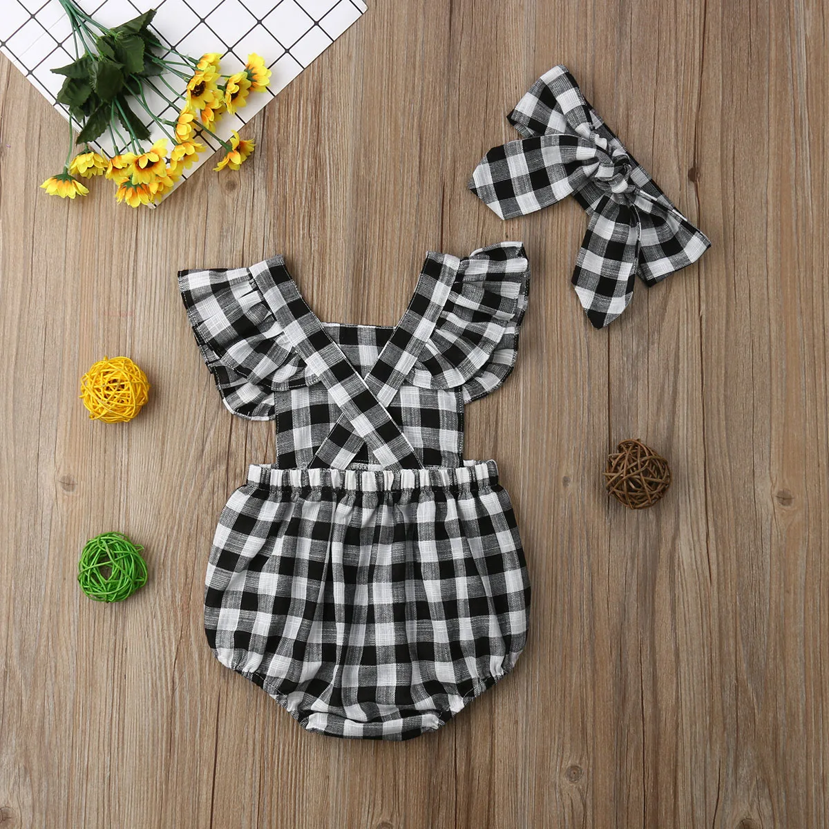 Emmababy/Летний хлопковый комбинезон в клетку для маленьких мальчиков и девочек без