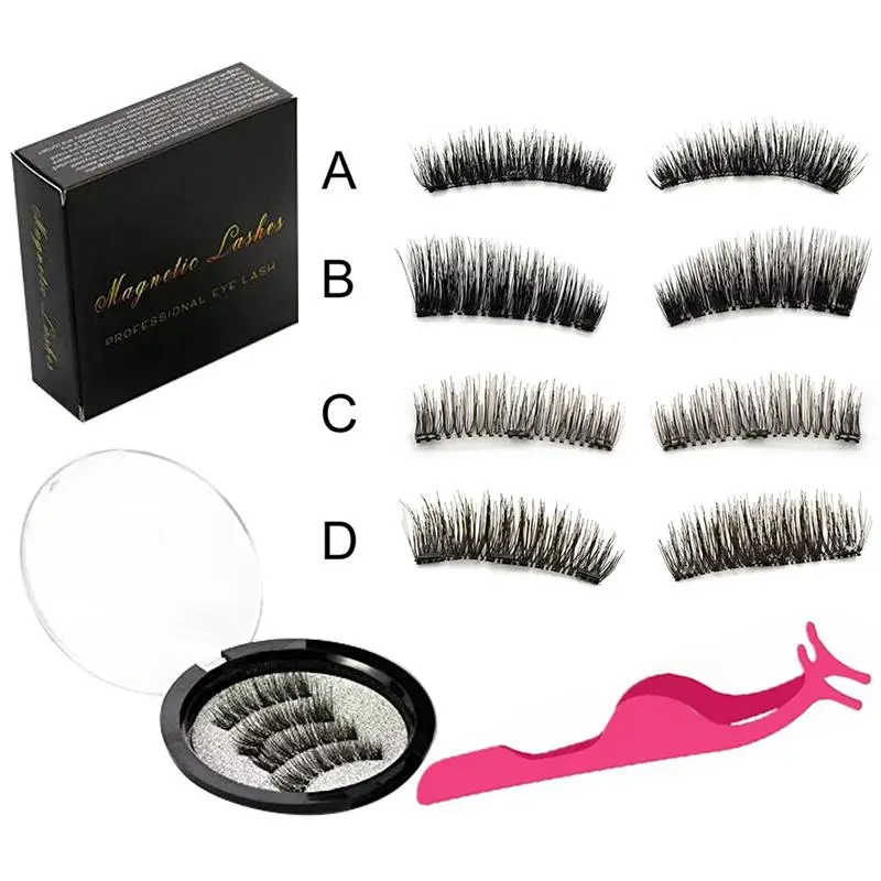 

4PCS 3D Magnetic Eyelashes Natural Full Eye Magnetic Lashes with Tweezers-Beautiful One Hundred Percent Extension