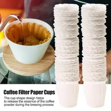 100 шт одноразовый для продуктов питания Кофе бумажные фильтры чашки многоразовые Фильтрационные замены
