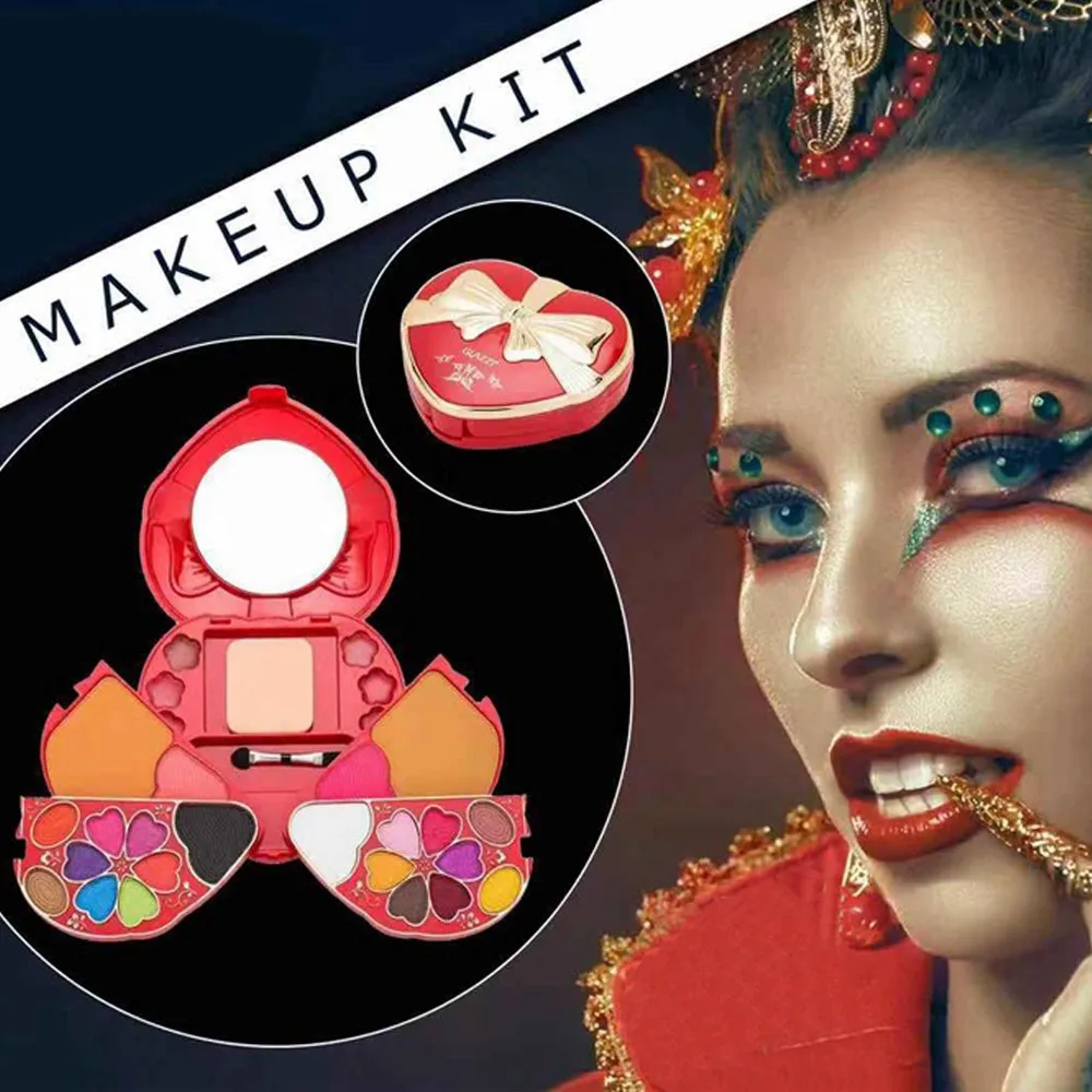 

28 Pcs/set Box Professional Make Up Palette Mica Powder Kit Contour Glazed Eyeshadow Lip Gloss Press Powder Blusher Beauty Tool