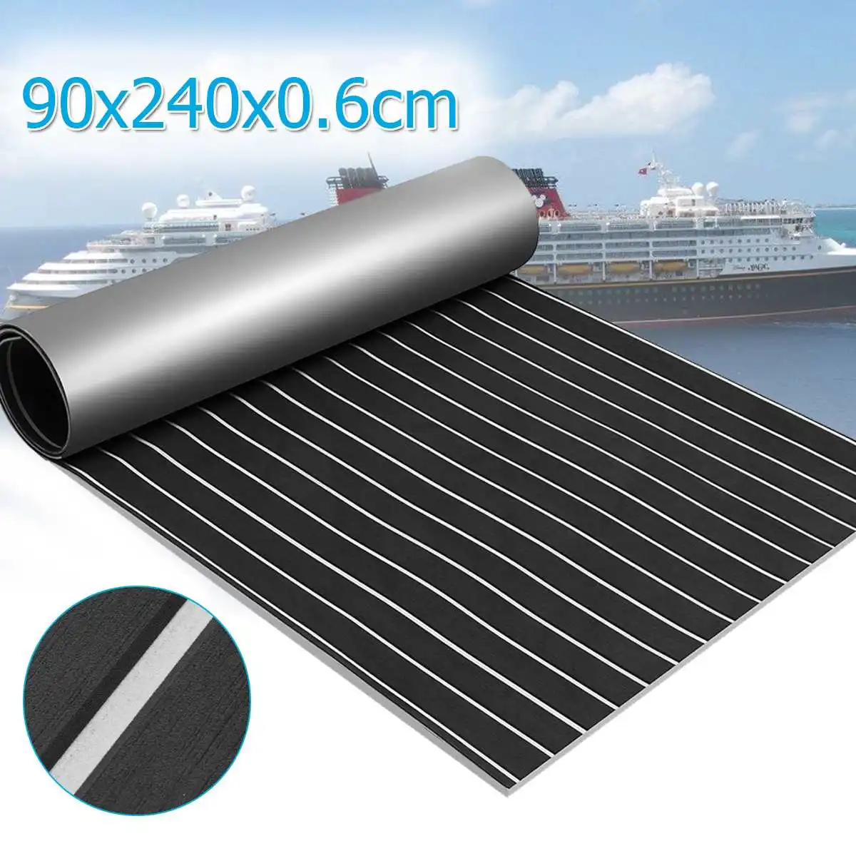

Black Oblique Self-Adhesive EVA Foam Synthetic Teak Sheet 90X240CM Boat RV Yacht Decking Floor Recreational Boat Floor Sticker