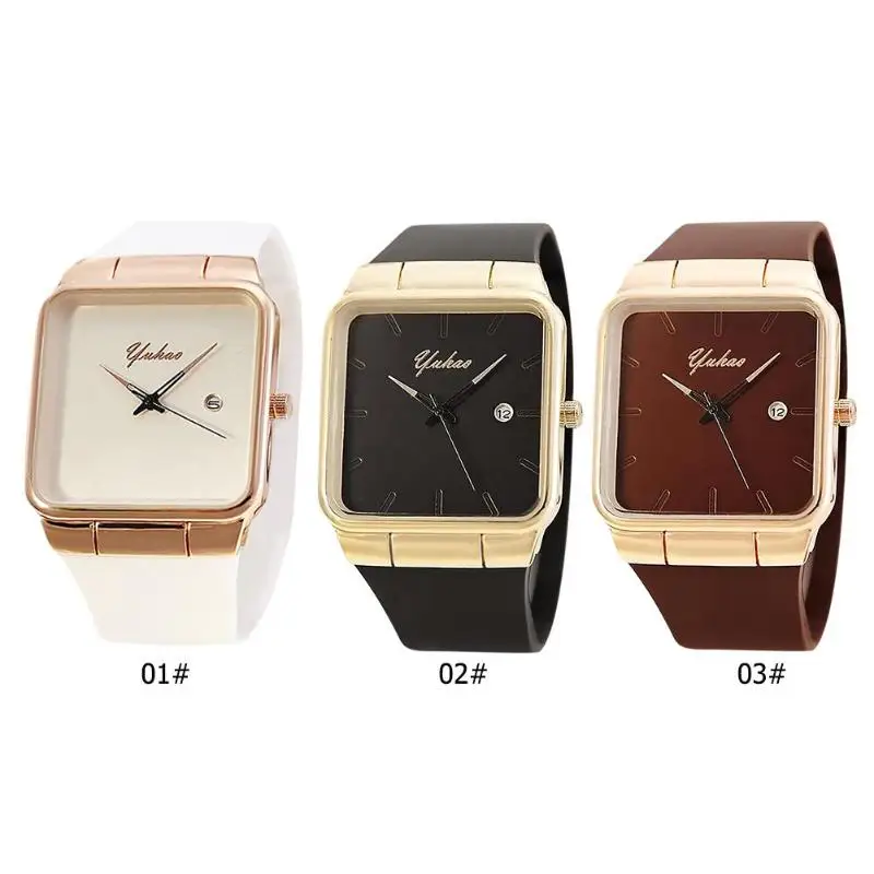 

2019 NEW Square Dial Rubber Strap Quartz Watches Women Unisex Casual Analog Wristwatch Female Rectangle Dial Design gift watch