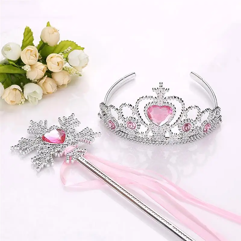 

Shinning Princess Crown Hairbands Kids Girls Birthday Gift Jewelry Queen Diadem Children Hair Clip Magic Wand Sets Accessories