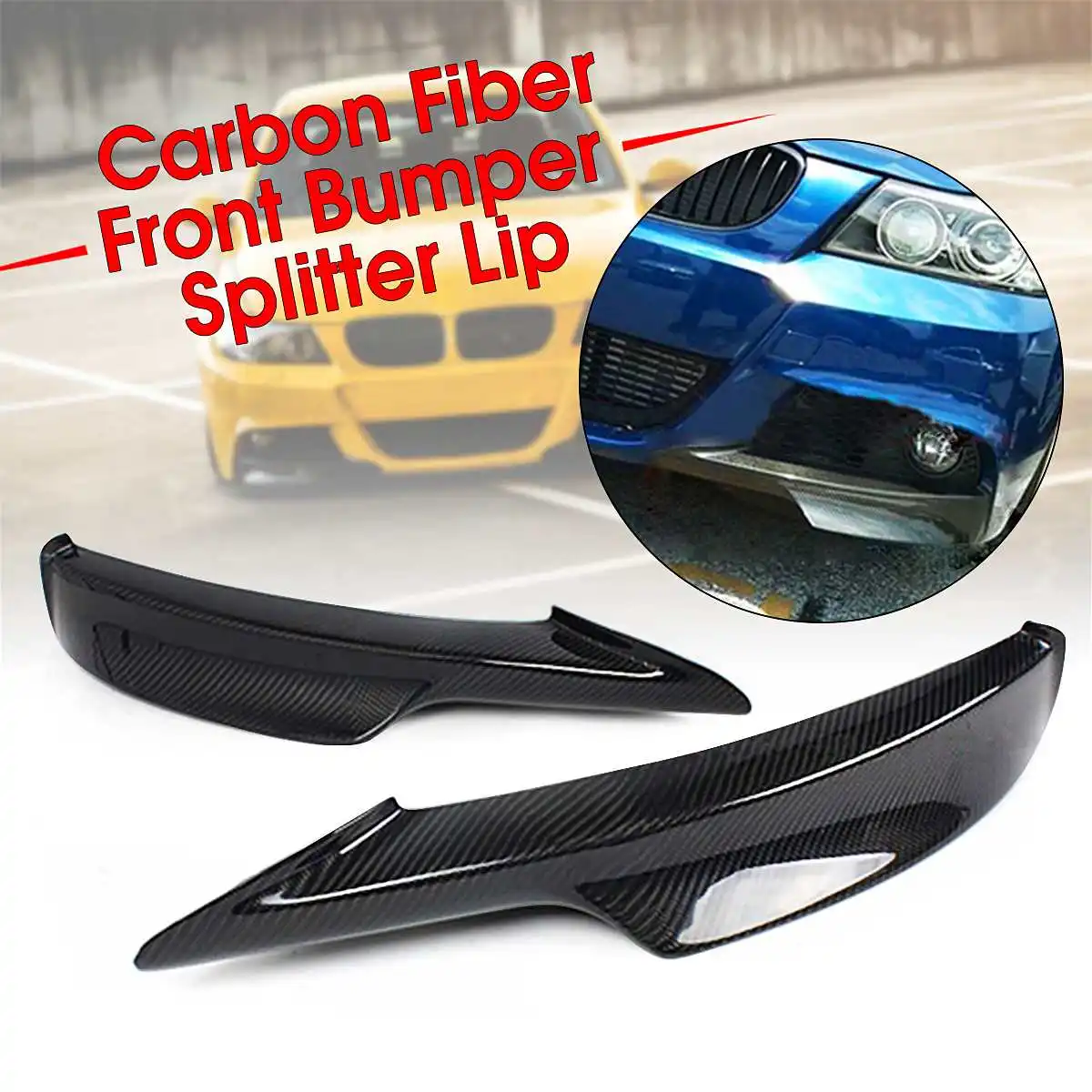 

A Pair Real Carbon Fiber Car Front Bumper Splitter Lip For BMW E90/E91 3 Series 4 Dr Sedan With M-Tech Bumper 2009-2011