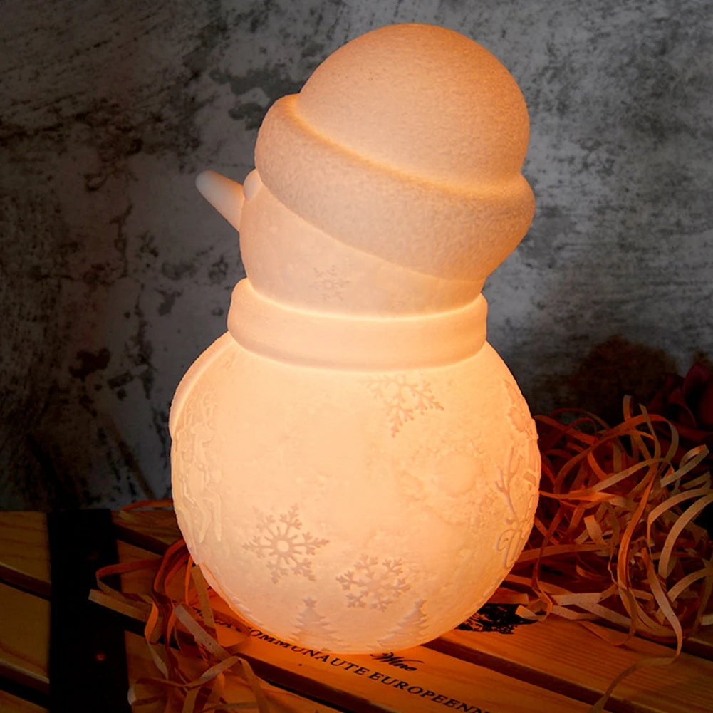 

LED Snowman Shape Night Lamp With USB Charging 3-color For House Home Lighting Gift Light