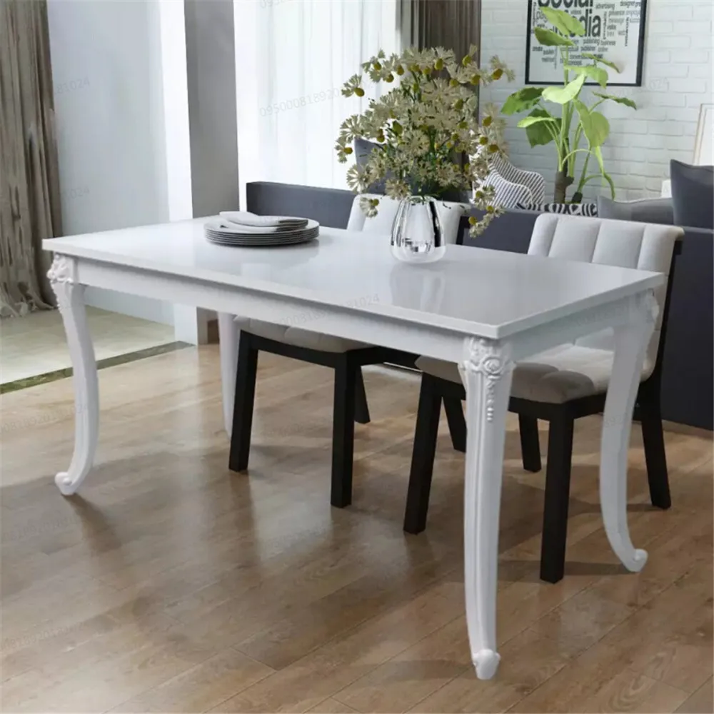 VidaXL Dining Table 120x70x76 Cm High Gloss White Dining Table MDF Table Top And Plastic Legs Dining Room Furniture243383