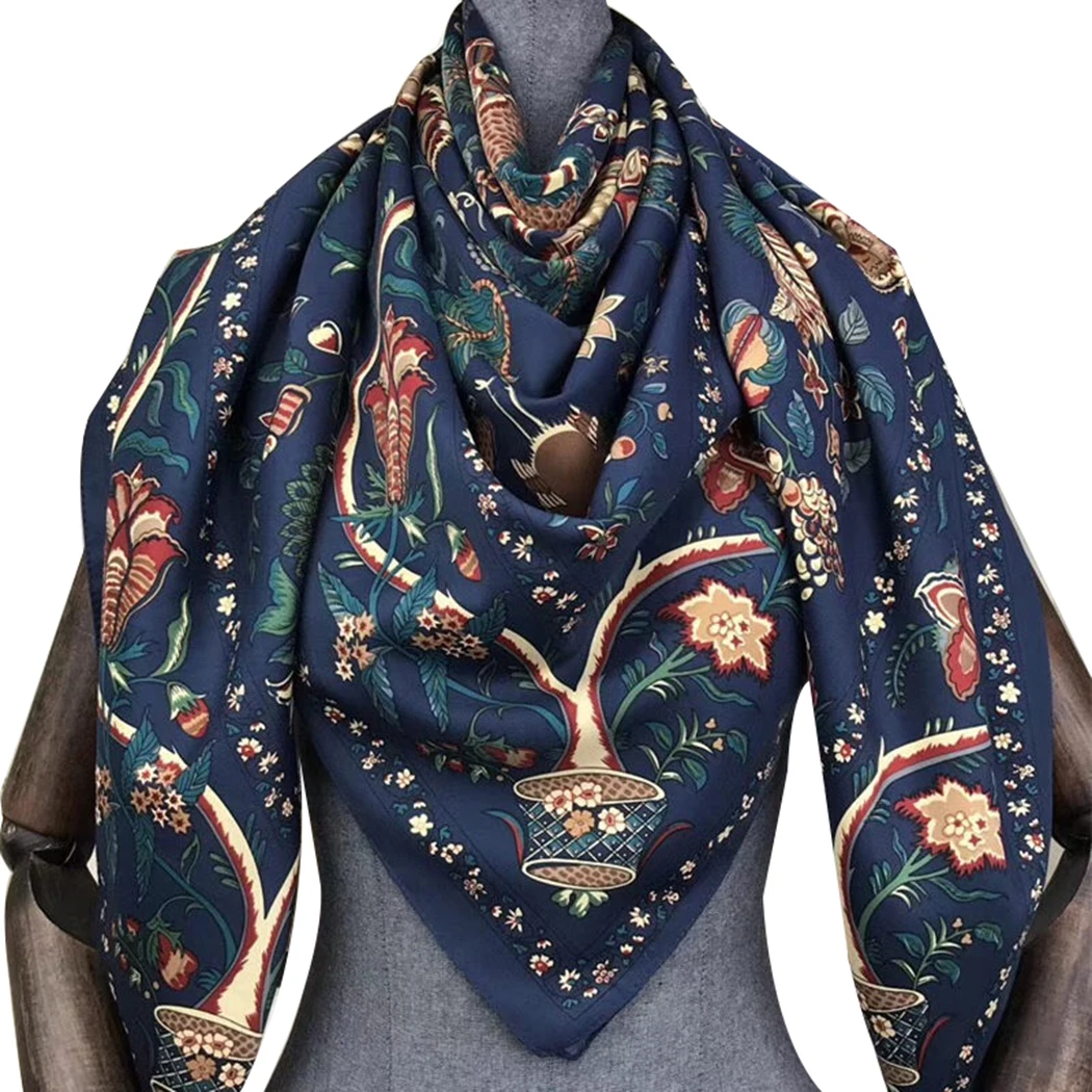 Luxury Brand Kerchief Scarves 130*130cm Women Large Silk Scarf Shawls