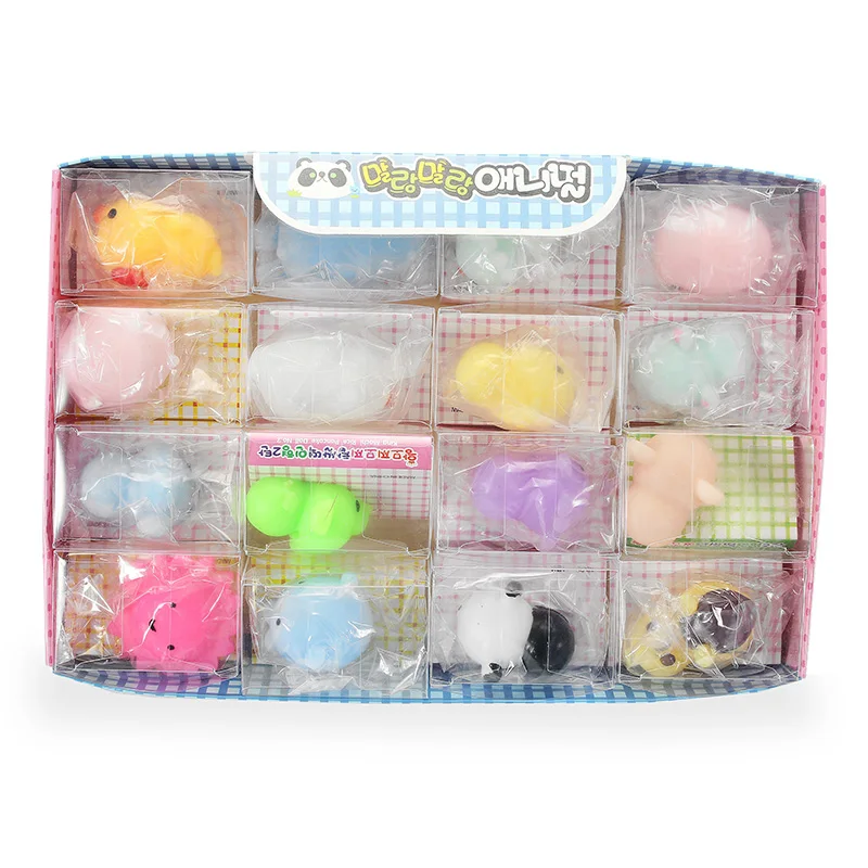 16PCS Mini Cute Animal Squishying Mochi Stress Reliever Squeeze Healing Toy Seal Cat Paw Cute Collection 5