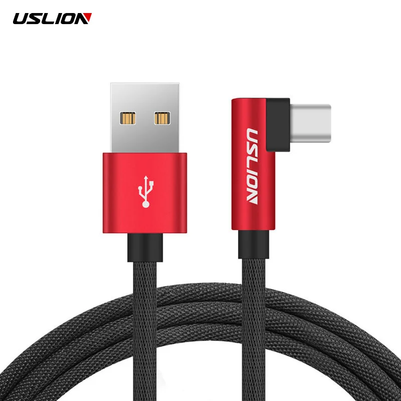 

USLION 90 Degree USB Type C Fast Charge USB Cable for Samsung Xiaomi for SONY Huawei Tablet Android Mobile Phone Charging Cord
