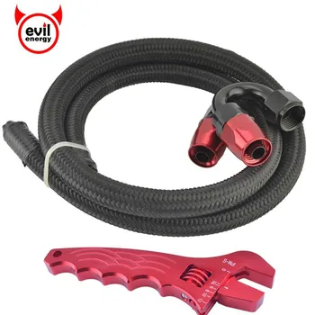

evil energy AN4 AN6 AN8 AN10 0+180Degree Hose End Adapter+1M Nylon AN Oil Fuel Hose Line+AN Adjustable Spanner