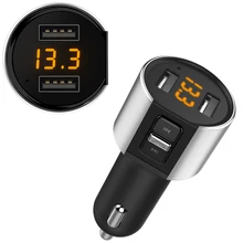 Dual USB Car Charger For Smart Phone Bluetooth Charging FM Transmitter Handsfree Car Kit MP3 Music Radio Adapter Phone Charger bluetooth fm transmitter wireless in car radio transmitter adapter car kit universal car charger with dual usb charging ports