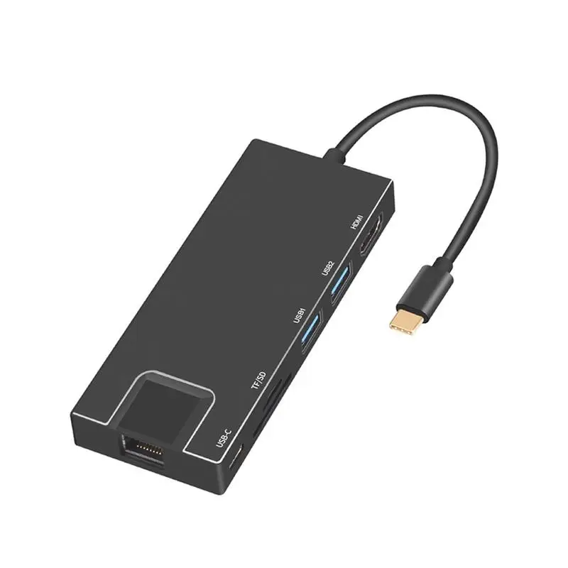 

7 In 1 Multifunctional Docking Station Type - C To HDMI+2 Port USB 3.0 + SD/TF Card Reader Network PortPD HUB Docking Station