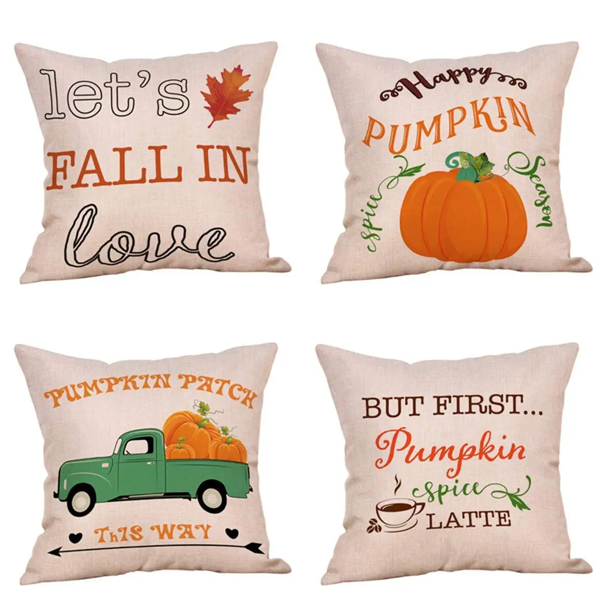 

Hot Sale 4 Pack Happy Fall Yall Throw Pillow Case Bycicle Maple Leaves Deer Fox Rustic Farmhouse Autumn Decorative Cushion Cov
