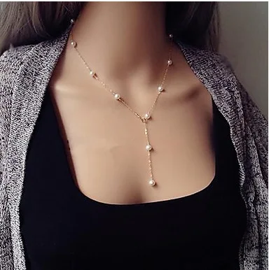 

Imitation Peals Pendants Necklaces for Women Gold Silver Color Clavicle Chain 2019 Fashion Jewelry Simple Style Girls Gift