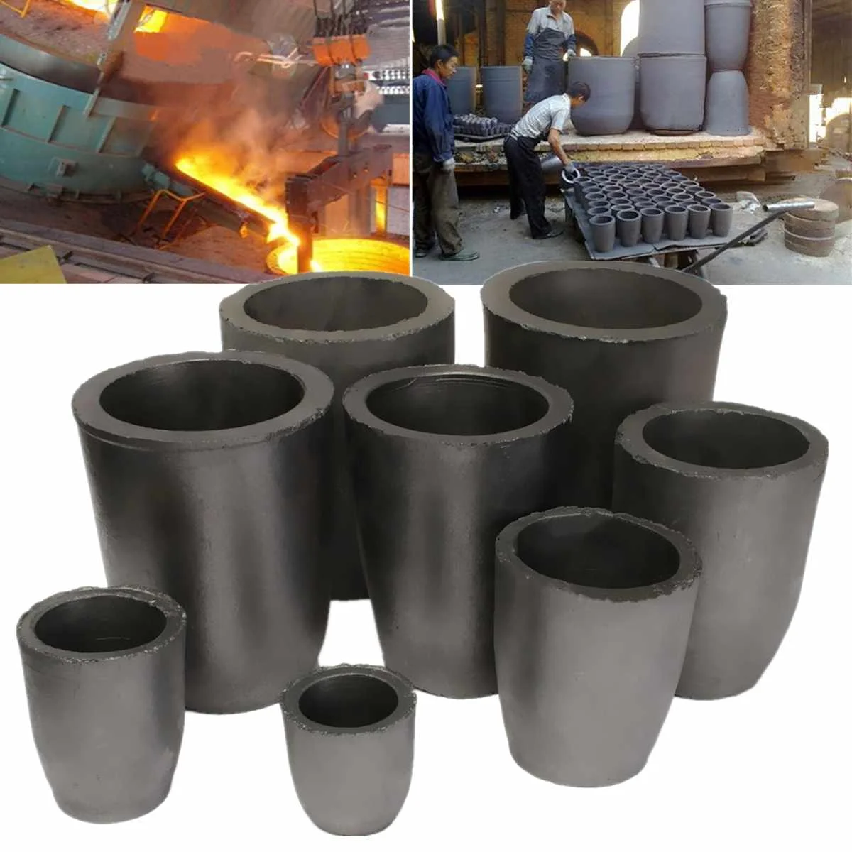

New Graphite Crucible Furnace Casting Foundry Crucible Melting Tool 1/2/4/6/8/10/12/16Kg