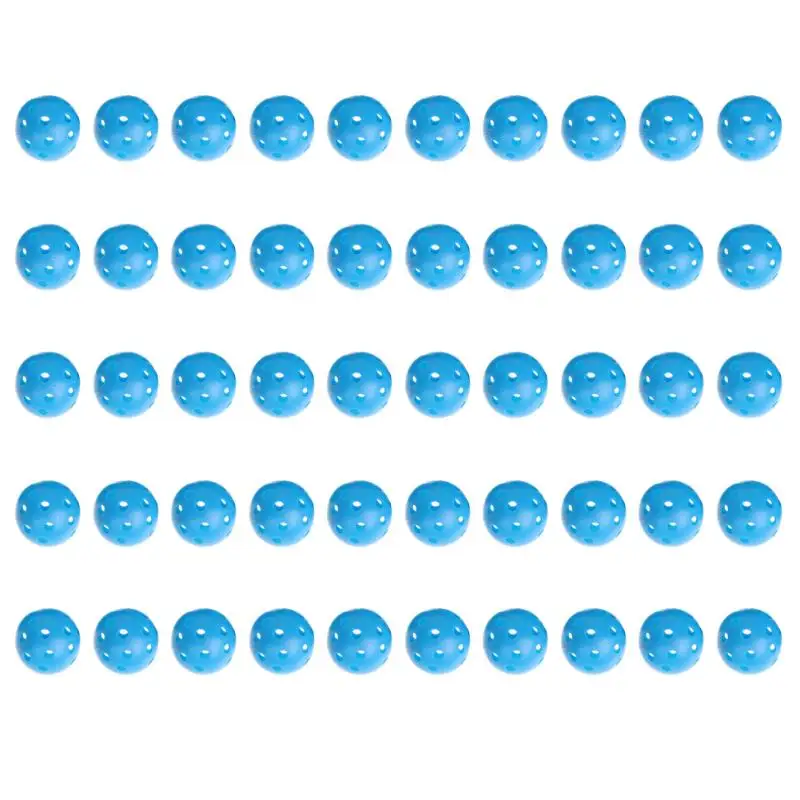 

50pcs Blue Round Plastic 85% Elasticity Hollow Airflow Golf Practice Training Sports Ball Tennis