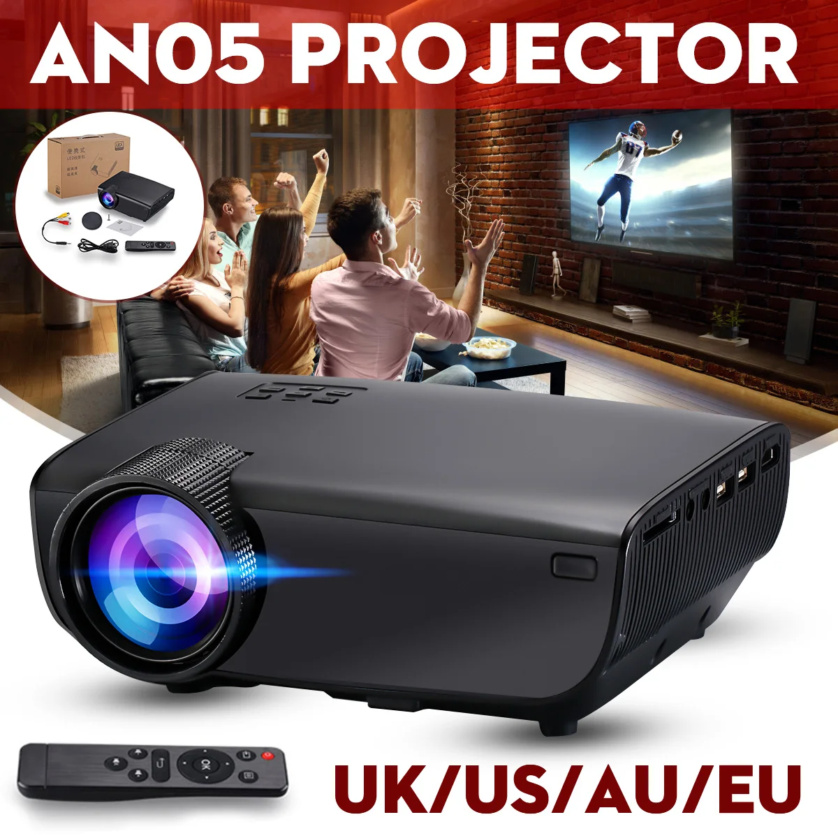 

1080P Home LED Projector Remote Control Keystones Correction 0.8M-3.8M Image Full HD Projector
