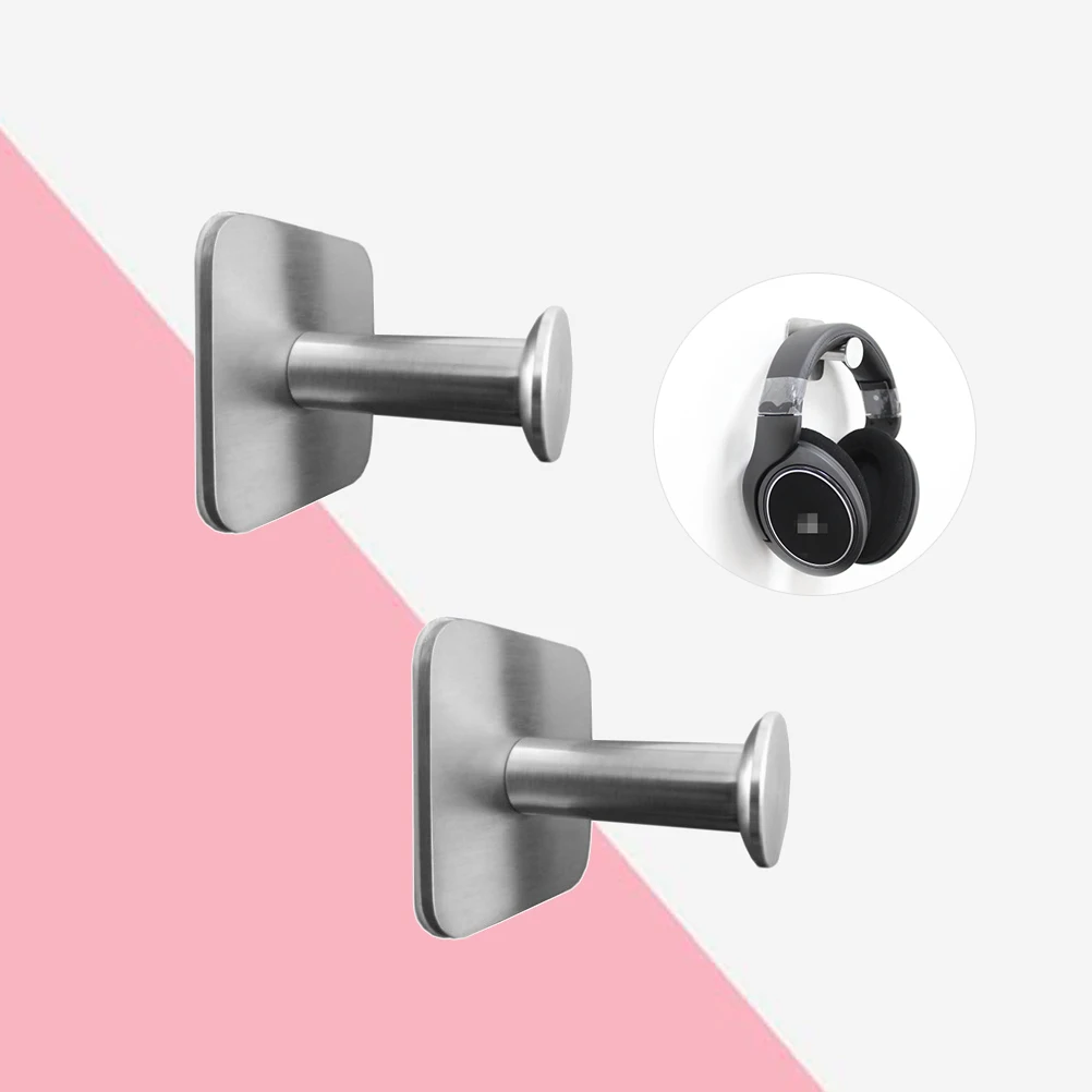 2 Pcs Headphone Stand Stainless Steel Adhesive Extensible Display Stick On Headphone Hanger Hook for Earphone Headset