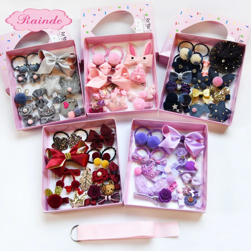 

18PCS Cute Children'S Hair Accessories Set Jewelry Gift Box Rubber Hairpin Hair Bands For Women Scrunchies Pack