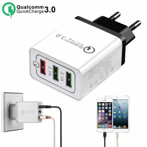 

30W QC 3.0 Fast Quick Charger 3 Port USB Hub Wall Charger Adapter 3 In 1 New